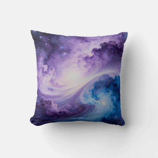 Celestial Vortex: Indigo and Amethyst Kussen (Voorkant)