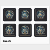 Celestial Water Bearer Zodiac Black Gold Aquarius Vierkante Sticker (Vel)
