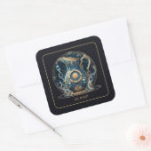 Celestial Water Bearer Zodiac Black Gold Aquarius Vierkante Sticker (Envelop)