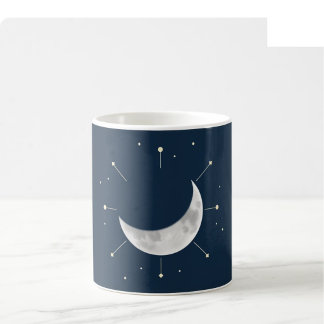Celestial Watercolor Mok - Diep Marine & Zilver (V