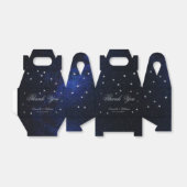 Celestial Wedding Blue Sterrennacht Calligraphy Bedankdoosjes (Uitgevouwen)