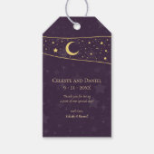 Celestial Wedding Deep Paarse Stars en Moon Cadeaulabel (Voorkant)