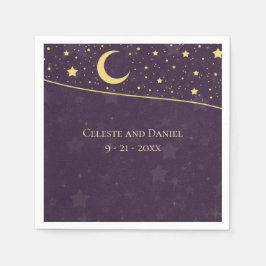 Celestial Wedding Deep Paarse Stars en Moon Servet