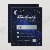 Celestial Wedding Faux Silver Stars Budget RSVP (Voorkant / Achterkant)