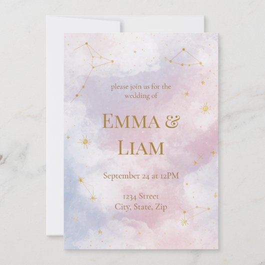 Celestial Wedding Invitation | Constellations Kaart (Voorkant)