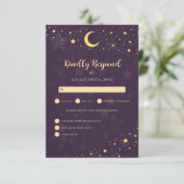 Celestial Wedding RSVP Paarse sterren (Staand voorkant)