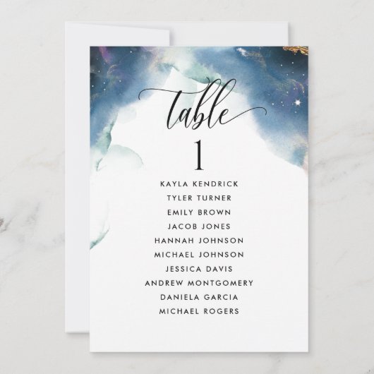 Celestial Wedding Seating Plan Card met gastnaam (Achterkant)