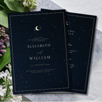 Celestial Wedding Starry Night Sky Elegant Wedding Kaart