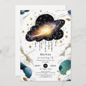 Celestial Whimsy Space Verjaardag Kaart (Voorkant / Achterkant)