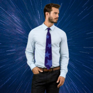 Celestial Whispers Necktie - Blauwe Sterren op de  Stropdas