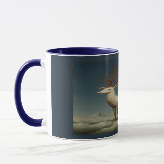 Celestial White Stag Surreal Art Mug (Gauche)