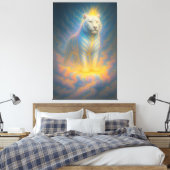 Celestial White Tiger – Divine Rainbow Aura Fantas Canvas Afdruk (Insitu (Slaapkamer))