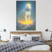 Celestial White Tiger King – Divine Light Guardian Canvas Afdruk (Insitu (Slaapkamer))