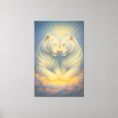 Celestial White Tiger Lovers – Divine Sky Aura Art Canvas Afdruk (Voorkant)