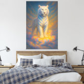 Celestial White Tiger – Rainbow Aura Divine Fantas Canvas Afdruk (Insitu (Slaapkamer))