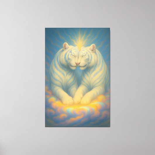 Celestial White Tiger Soulmates – Sacred Light Lov Canvas Afdruk (Voorkant)
