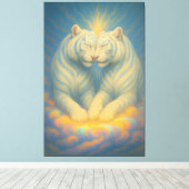 Celestial White Tiger Soulmates – Sacred Light Lov Canvas Afdruk (Insitu (Houten vloer))