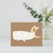 Celestial White Whale and Moon Stars Illustration Briefkaart (Staand voorkant)