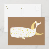 Celestial White Whale and Moon Stars Illustration Briefkaart (Voorkant / Achterkant)