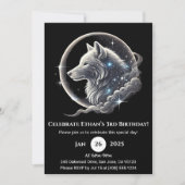 Celestial White Wolf Moon Birthday Invitation (Devant)