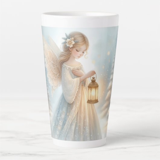 Celestial Winter Angel Lantern of Comfort Latte Mok (Voorkant)