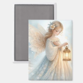 Celestial Winter Angel Lantern of Comfort Magneet (Voorkant / Achterkant)