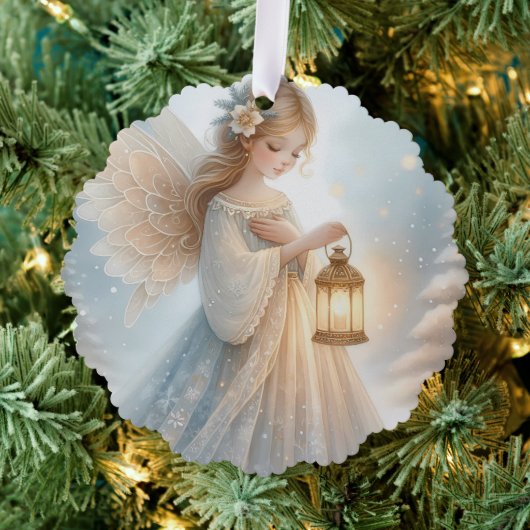 Celestial Winter Angel Lantern of Comfort Ornament Kaart (Insitu (Drie))