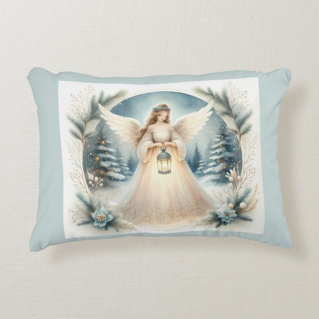 Celestial Winter Angel Lantern of Hope Accent Kussen (Voorkant)
