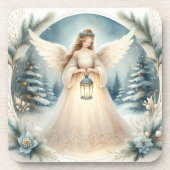 Celestial Winter Angel Lantern of Hope Bier Onderzetter (Voorkant)