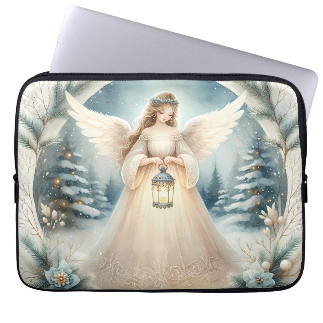 Celestial Winter Angel Lantern of Hope Laptop Sleeve (Voorkant)