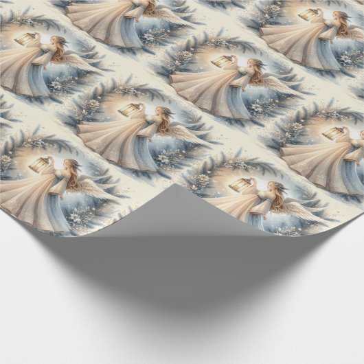 Celestial Winter Angel Lantern of Peace Cadeaupapier (Hoek)