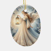 Celestial Winter Angel Lantern of Peace Keramisch Ornament (Achterkant)
