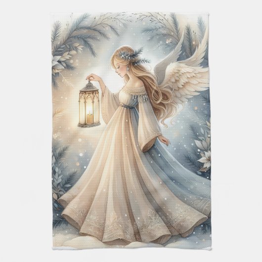 Celestial Winter Angel Lantern of Peace Theedoek (Verticaal)