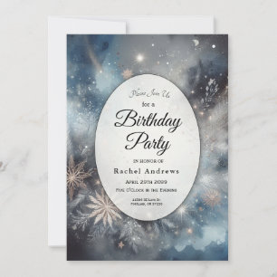 Celestial Winter Midnight Sparkle Verjaardagsfeest Kaart