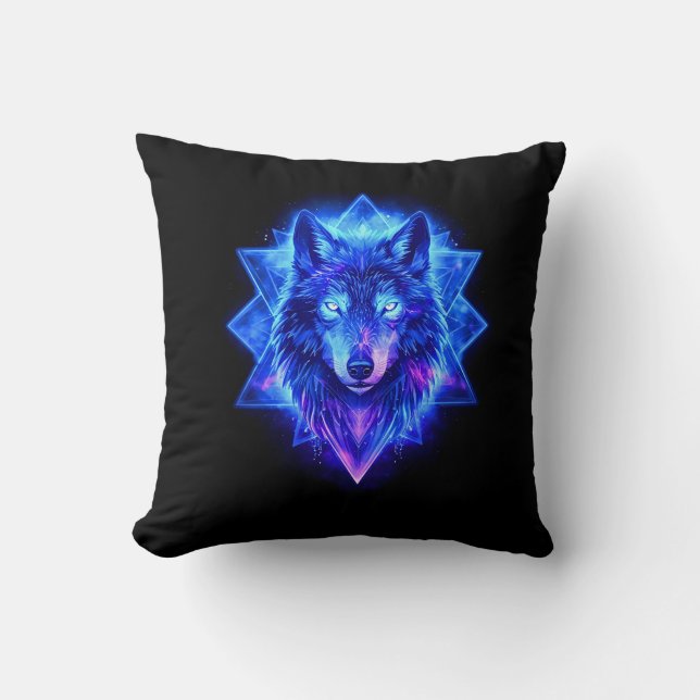 Celestial Wolf • Cosmic Energy Guardian  Pillow Kussen (Voorkant)