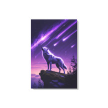Celestial Wolf – Mystic Howl Canvas Afdrukken