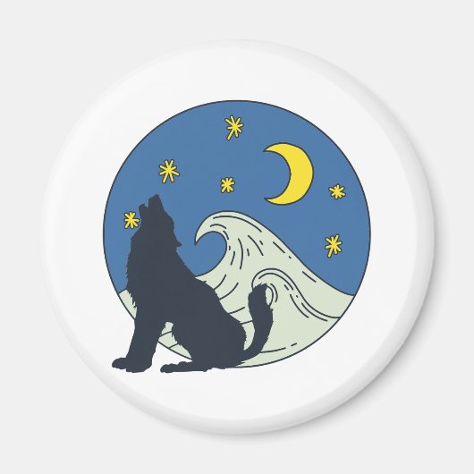 Celestial Wolf Mystical Art Magneet (Voorkant)