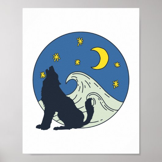 Celestial Wolf Mystical Art Poster (Voorkant)