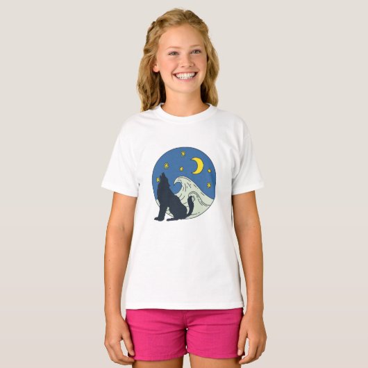 Celestial Wolf Mystical Art T-shirt (Voorkant volledig)
