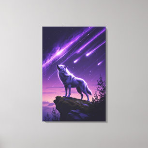 Celestial Wolf – Mystieke Huil Canvasprint Canvas Afdruk