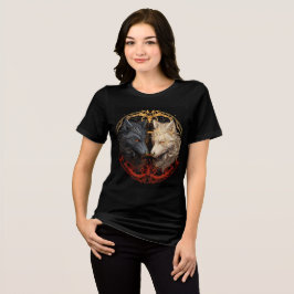 Celestial Wolves – Gold & Fire Spirit Design Tri-Blend Shirt
