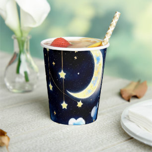 Celestial Wonders: Moon and Stars Boy Baby shower Papieren Bekers