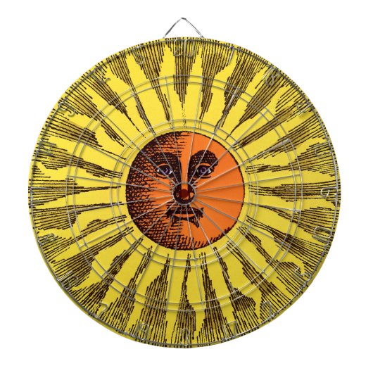Celestial Yellow glimlachend Happy Hippie Sun Dartbord (Voorkant)
