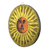 Celestial Yellow glimlachend Happy Hippie Sun Dartbord (Voorkant Rechts)