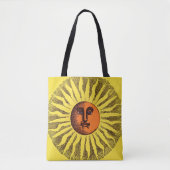 Celestial Yellow glimlachend Happy Hippie Sun Draagtas (Voorkant)
