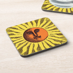  Celestial Yellow glimlachend Happy Hippie Sun Drankjes Onderzetter