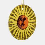Celestial Yellow glimlachend Happy Hippie Sun Keramisch Ornament (Rechts)