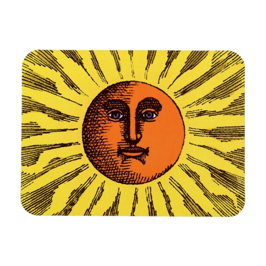  Celestial Yellow glimlachend Happy Hippie Sun Magneet (Horizontaal)