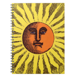 Celestial Yellow glimlachend Happy Hippie Sun Notitieboek