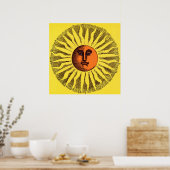  Celestial Yellow glimlachend Happy Hippie Sun Poster (Keuken)